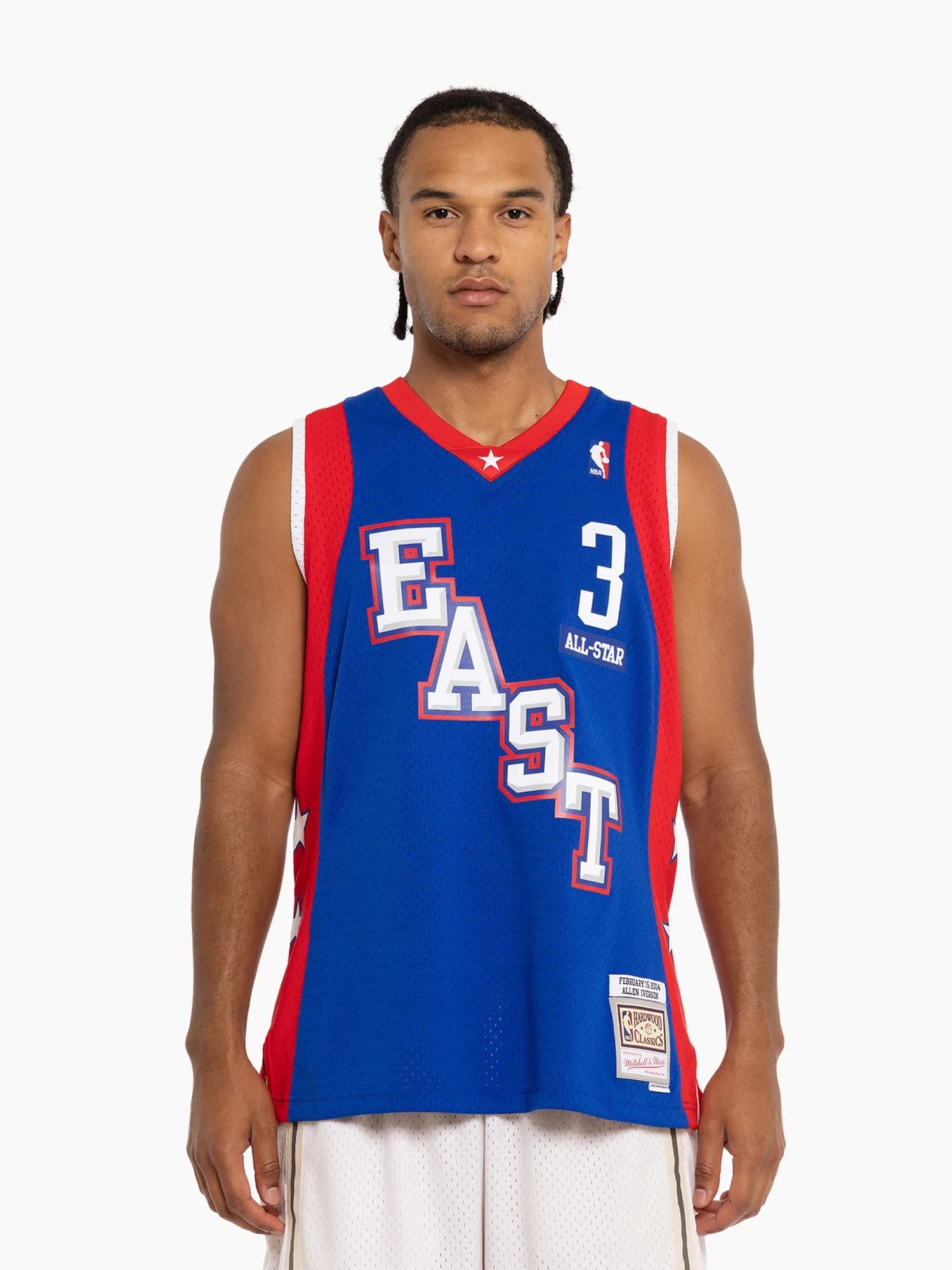 Баскетбольная джерси 2004 All Star Game Allen Iverson #3 Hardwood Classics Throwback NBA Swingman Blue Jersey