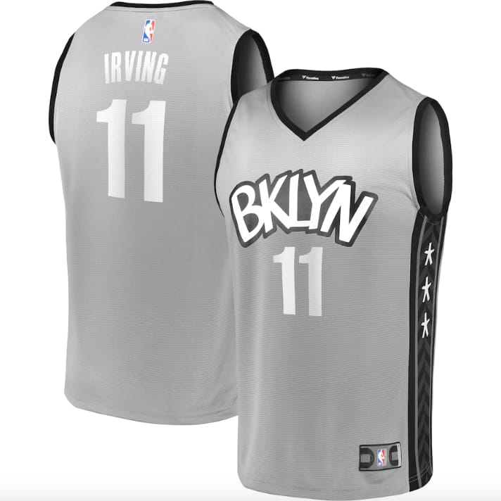 Баскетбольная джерси Brooklyn Nets #11 Kyrie Irving  2019 Fast Break Statement Charcoal Jersey