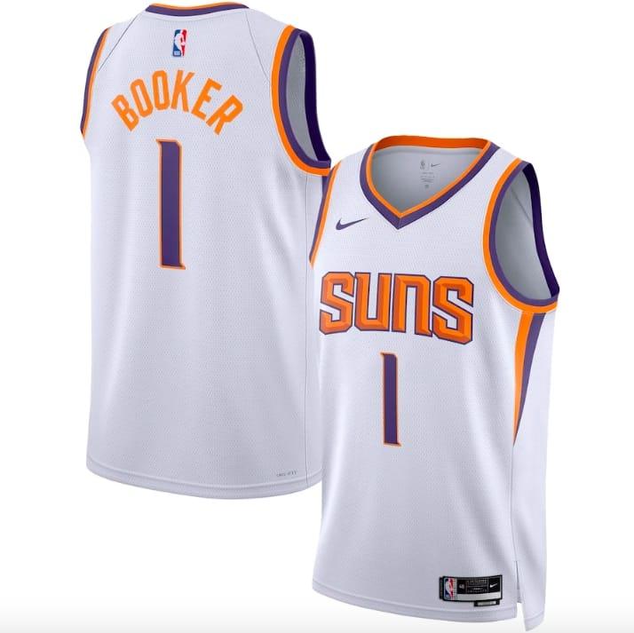 Баскетбольная джерси 2022-23 Phoenix Suns #1 Devin Booker Swingman Association White Jersey