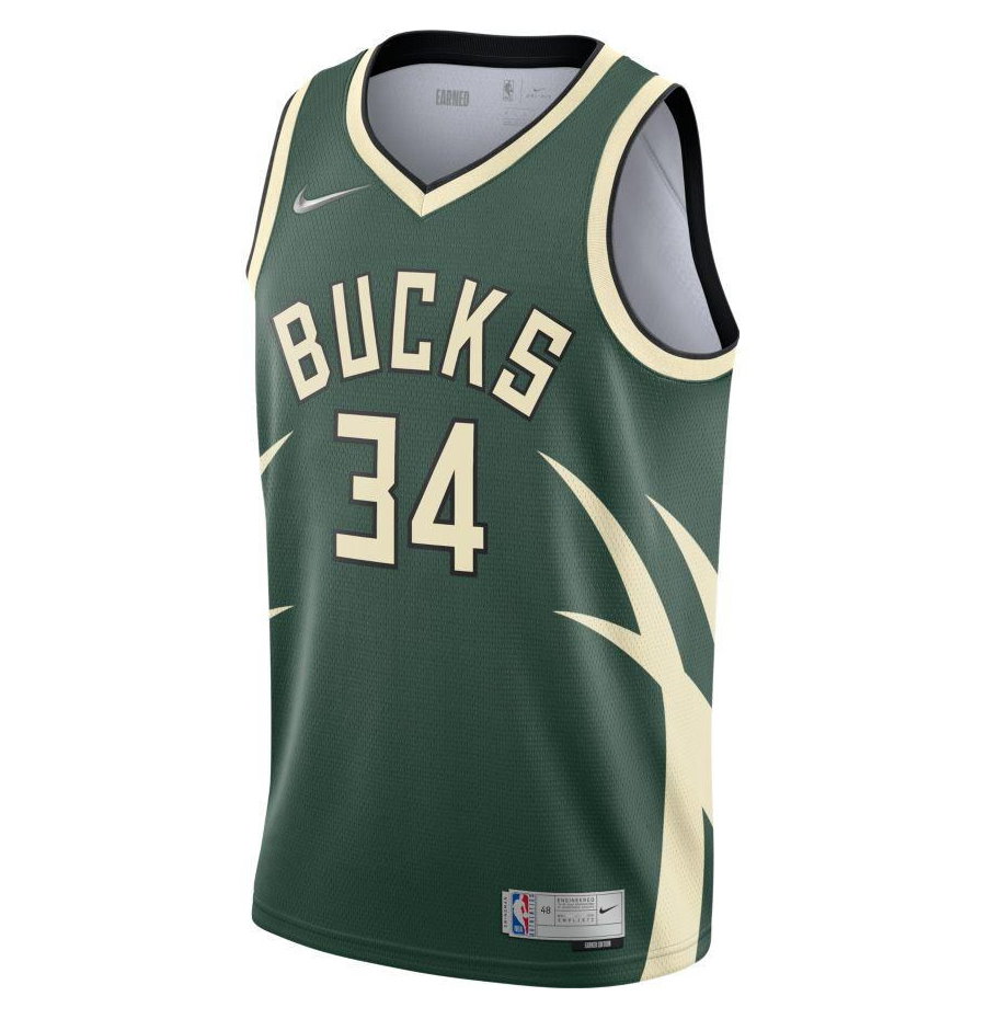 Баскетбольная джерси Nike Giannis Antetokounmpo Milwaukee Bucks 2021 Earned Edition NBA Swingman Jersey