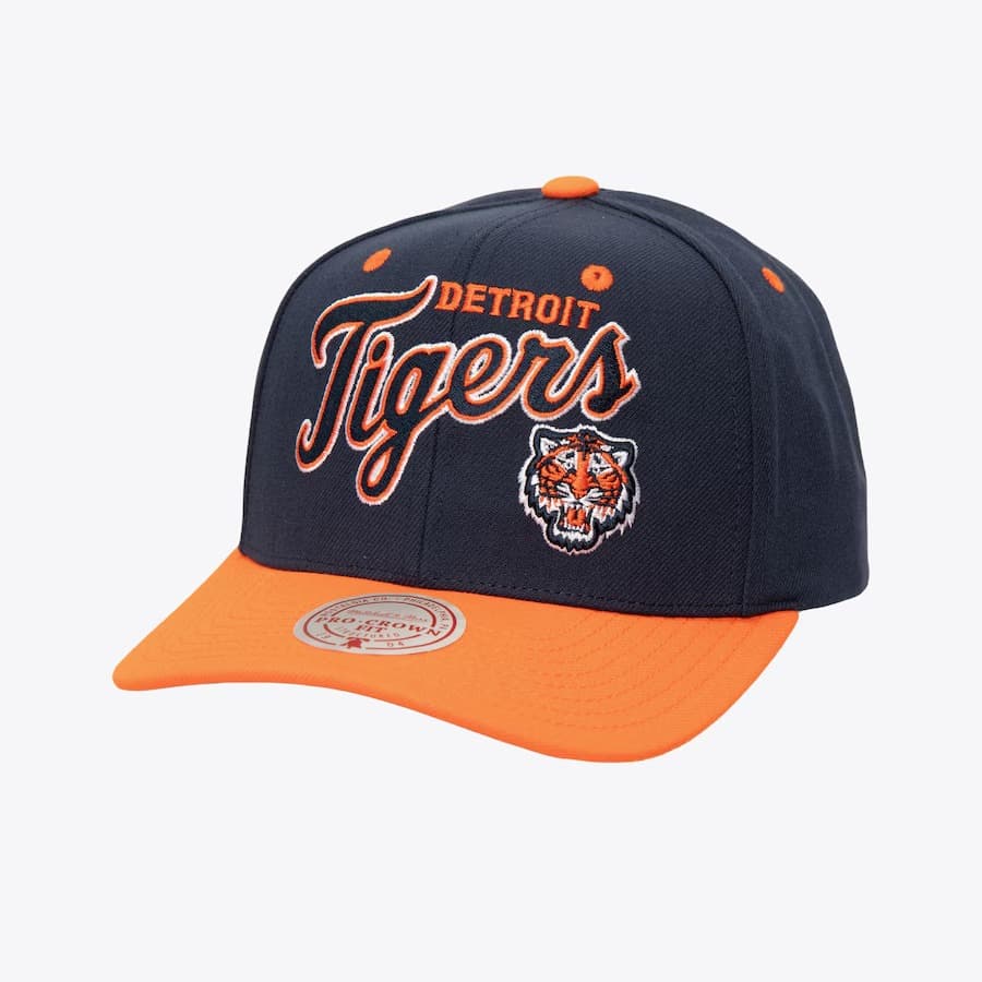Бейсболка Mitchell & Ness Navy Detroit Tigers All In 2.0 Pro Crown Snapback Hat