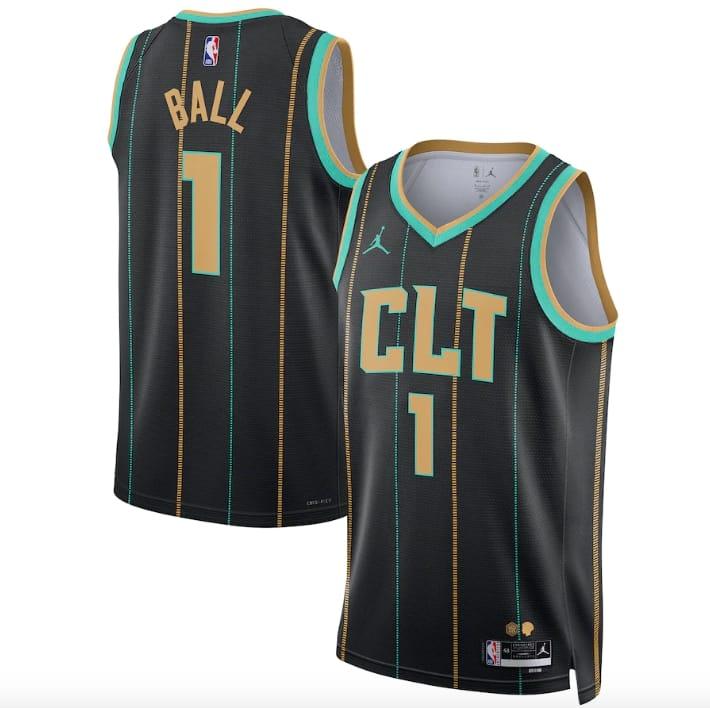 Баскетбольная джерси 2022-23 Charlotte Hornets #1 LaMelo Ball City Black Jersey