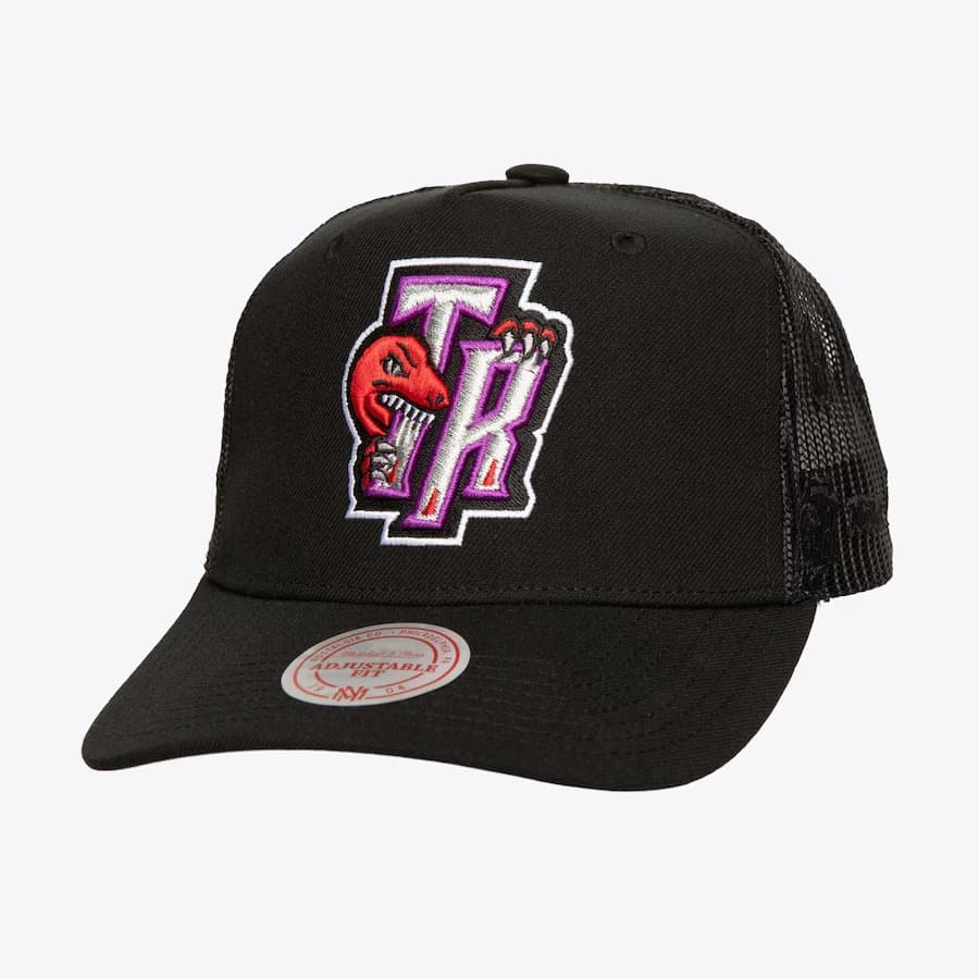 Бейсболка Mitchell & Ness Black Toronto Raptors Hardwood Classics Monogram Trucker Snapback Hat