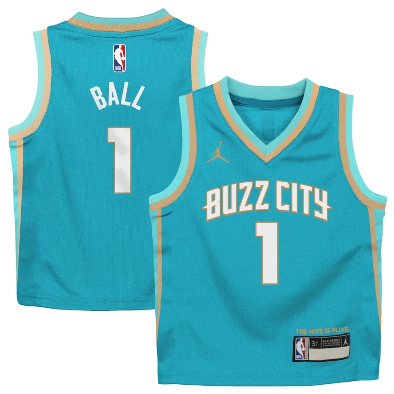 Баскетбольная джерси 2023-24 Charlotte Hornets LaMelo Ball #1 Boys City Edition Teal Jersey