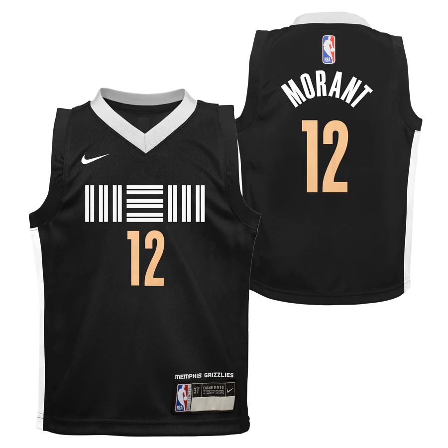 Баскетбольная джерси 2023-24 Memphis Grizzlies Ja Morant #12 Toddler City Edition Black Jersey