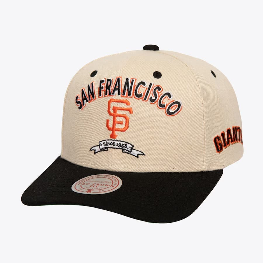 Бейсболка Mitchell & Ness Oatmeal San Francisco Giants Legacy Defined Pro Crown Snapback Hat