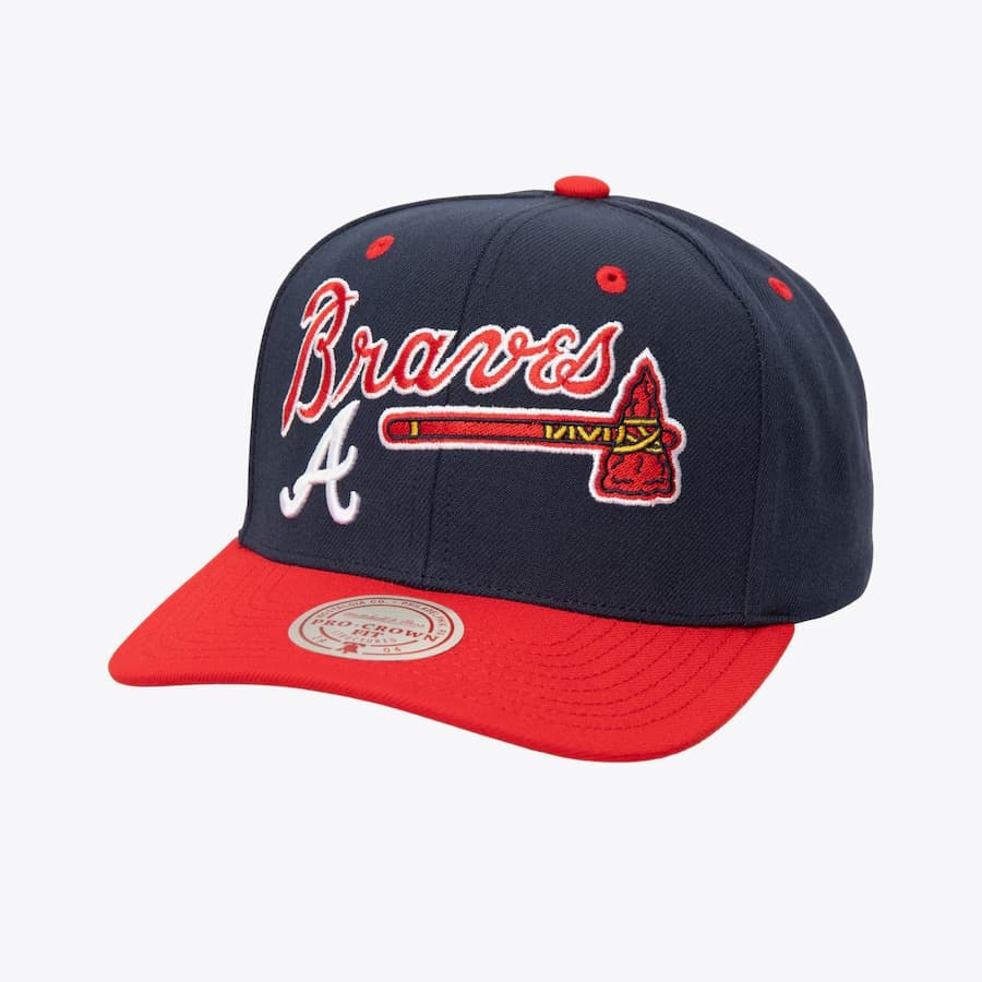 Бейсболка Mitchell & Ness Navy Atlanta Braves All In 2.0 Pro Crown Snapback Hat