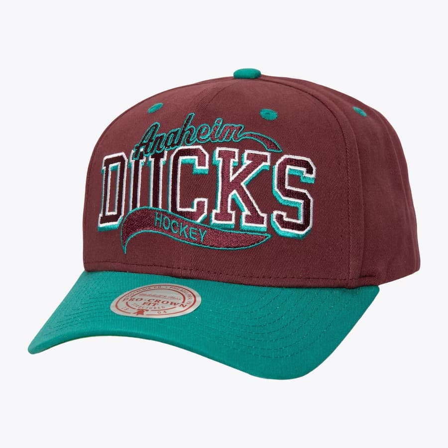 Бейсболка Mitchell & Ness Purple Anaheim Ducks Block Sweep Pro Vintage Adjustable Hat