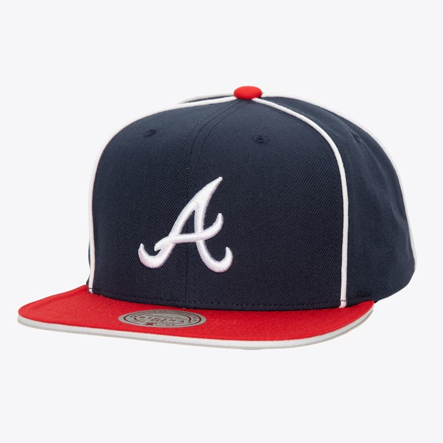 Бейсболка Mitchell & Ness Navy Atlanta Braves Pipe Snapback Hat