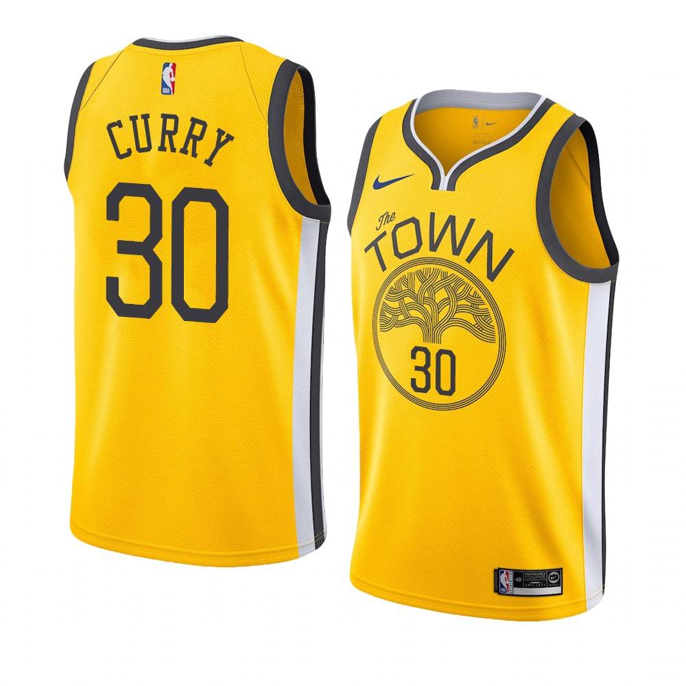 Баскетбольная джерси 2018-19 Stephen Curry Warriors #30 Earned Yellow