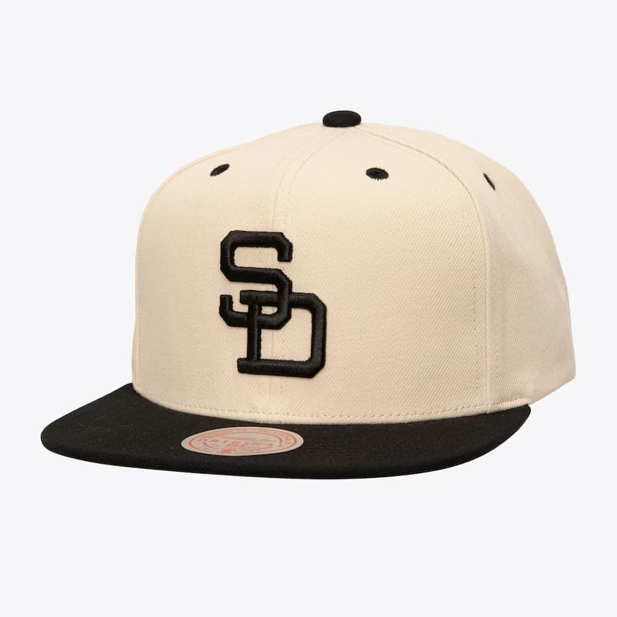 Бейсболка Mitchell & Ness Off White San Diego Padres Cooperstown Collection Snapback Hat