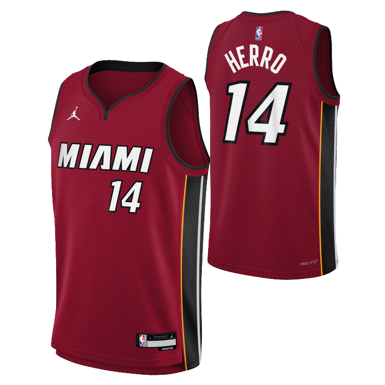 Баскетбольная джерси 2023-24 Miami Heat Tyler Herro #14 Youth Swingman Statement Edition Red Jersey