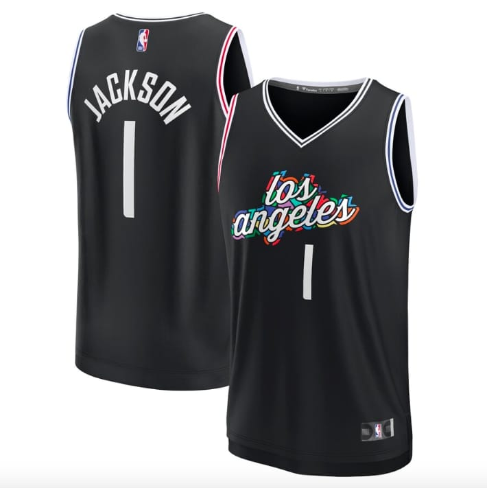 Баскетбольная джерси 2022-23 LA Clippers #1 Reggie Jackson Fastbreak City Black Jersey
