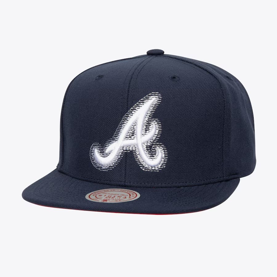 Бейсболка Mitchell & Ness Navy Atlanta Braves Blurred Vision Snapback Hat