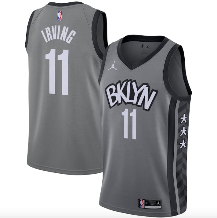 Баскетбольная джерси 2020-21 Brooklyn Nets #11 Kyrie Irving Jordan Brand Statement Gray Jersey