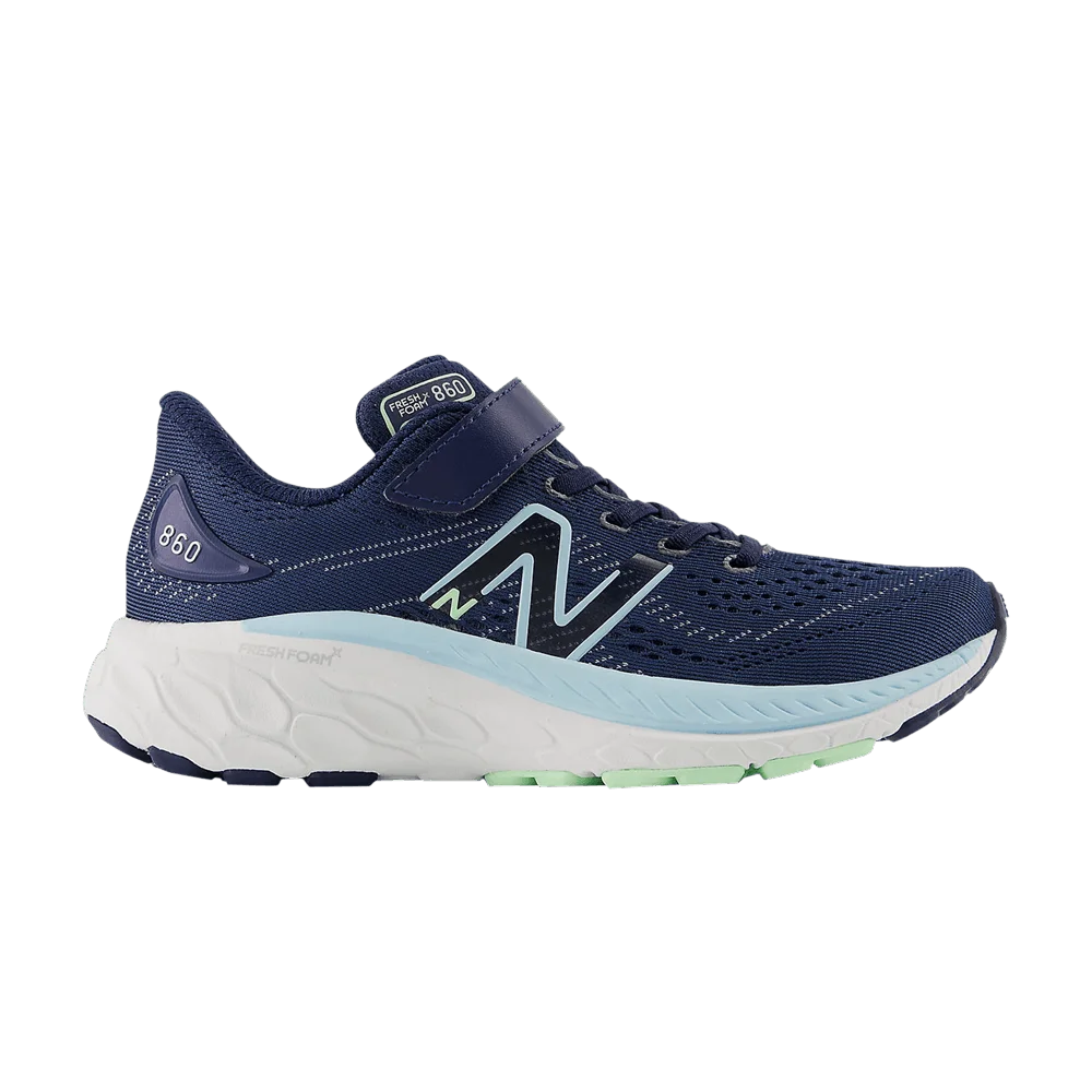 Кроссовки New Balance Fresh Foam X 860v13 Bungee Lace Top Strap Little Kid Wide 'Navy Bleach Blue'