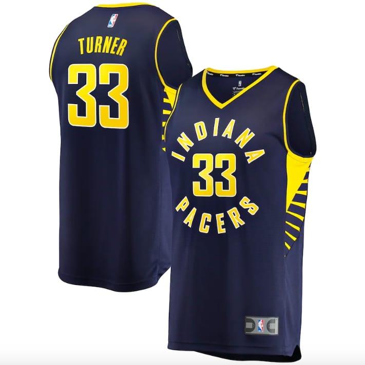 Баскетбольная джерси Indiana Pacers #33 Myles Turner Fast Break Icon Navy Jersey
