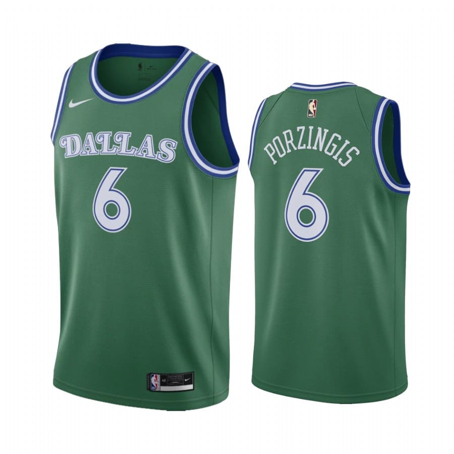 Баскетбольная джерси 2020-21 Dallas Mavericks #6 Kristaps Porzingis Classic Edition Green Swingman Jersey