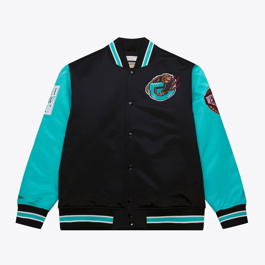 Бомбер Mitchell & Ness Black Memphis Grizzlies Primetime Vintage Satin Full-Snap Jacket
