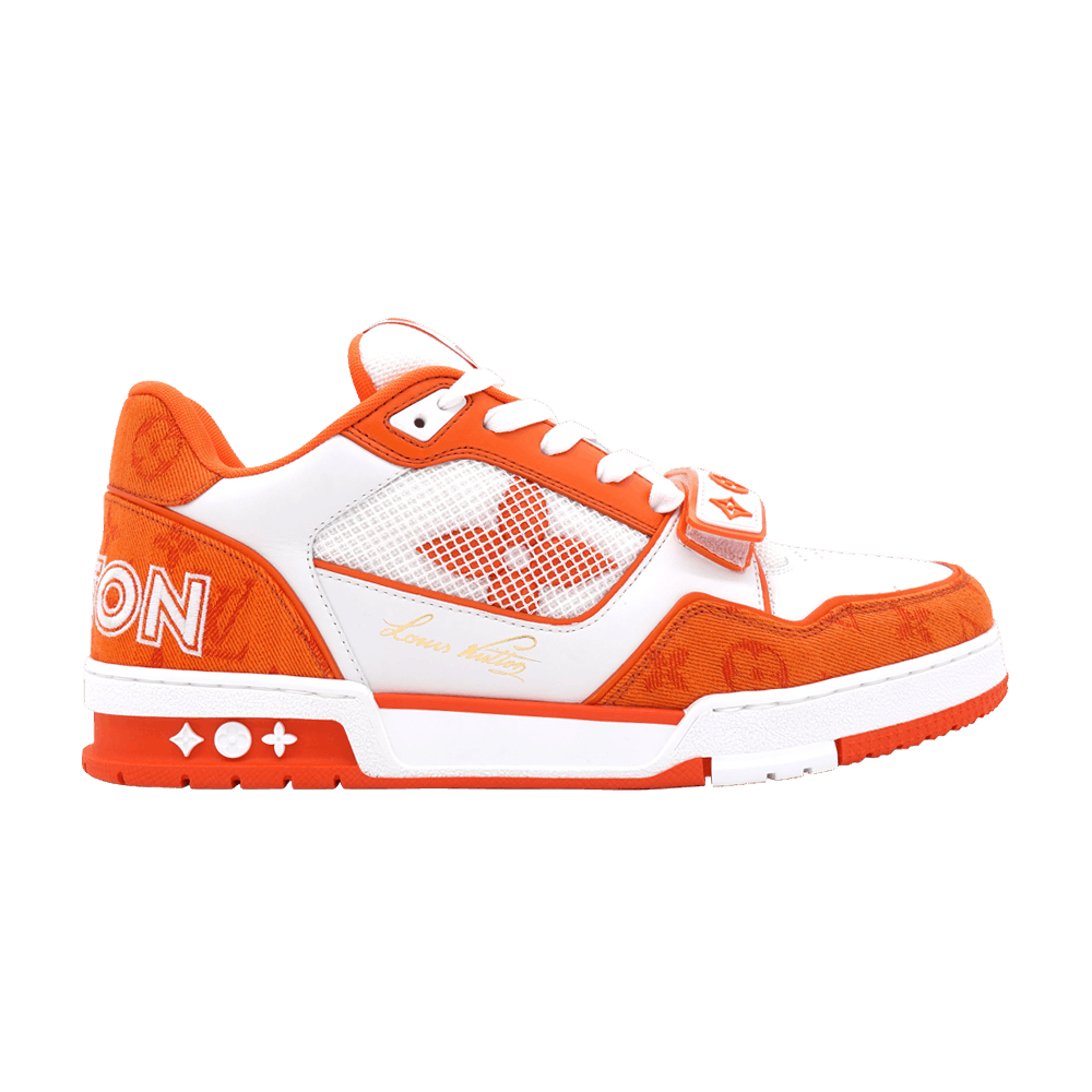 Кроссовки Louis Vuitton Trainer Low 'Velcro Strap - Orange Monogram Denim'