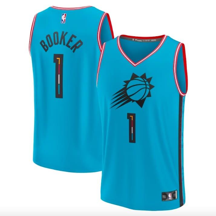 Баскетбольная джерси 2022-23 Phoenix Suns #1 Devin Booker Fastbreak City Turquoise Jersey