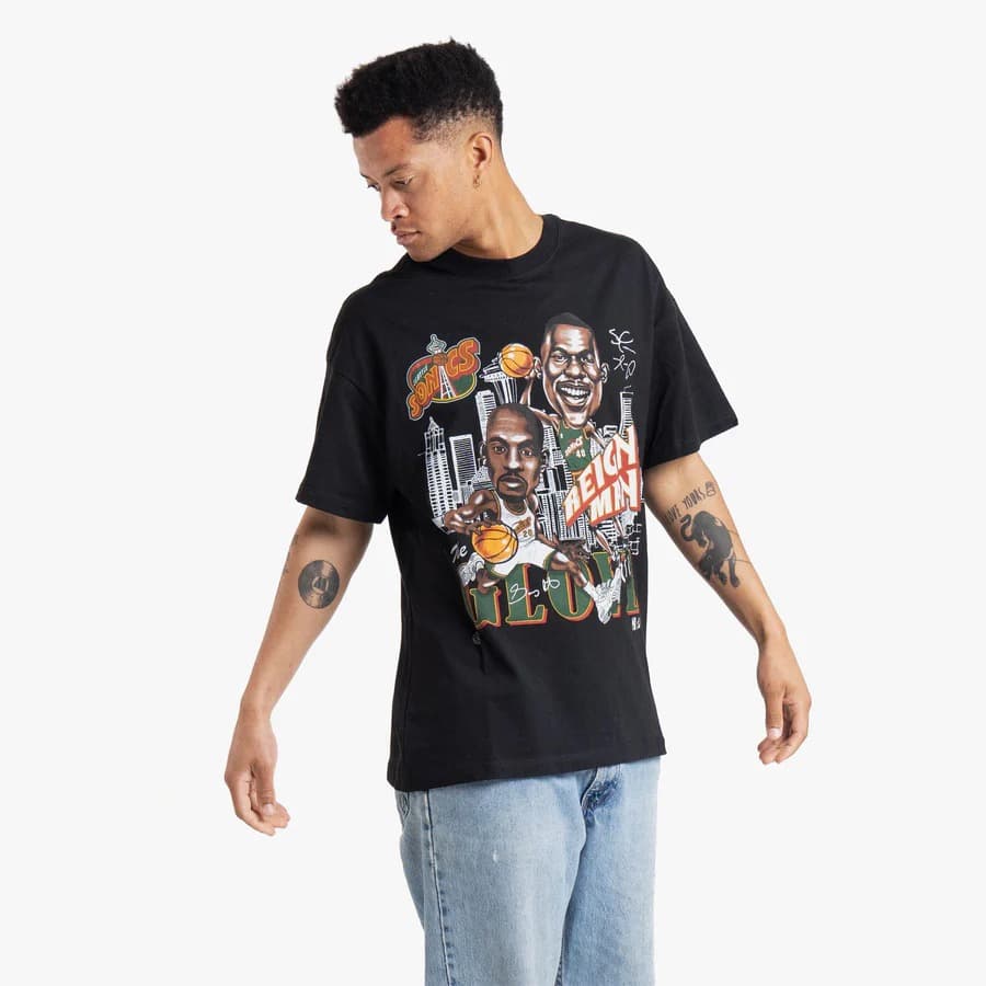 Футболка Mitchell & Ness Seattle Supersonics Caricature Vintage Hardwood Classics NBA T-Shirt