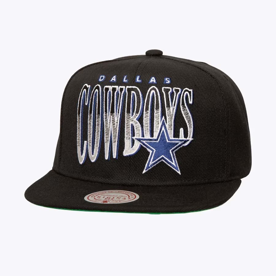 Бейсболка Mitchell & Ness Black Dallas Cowboys Line Work OG Snapback Hat