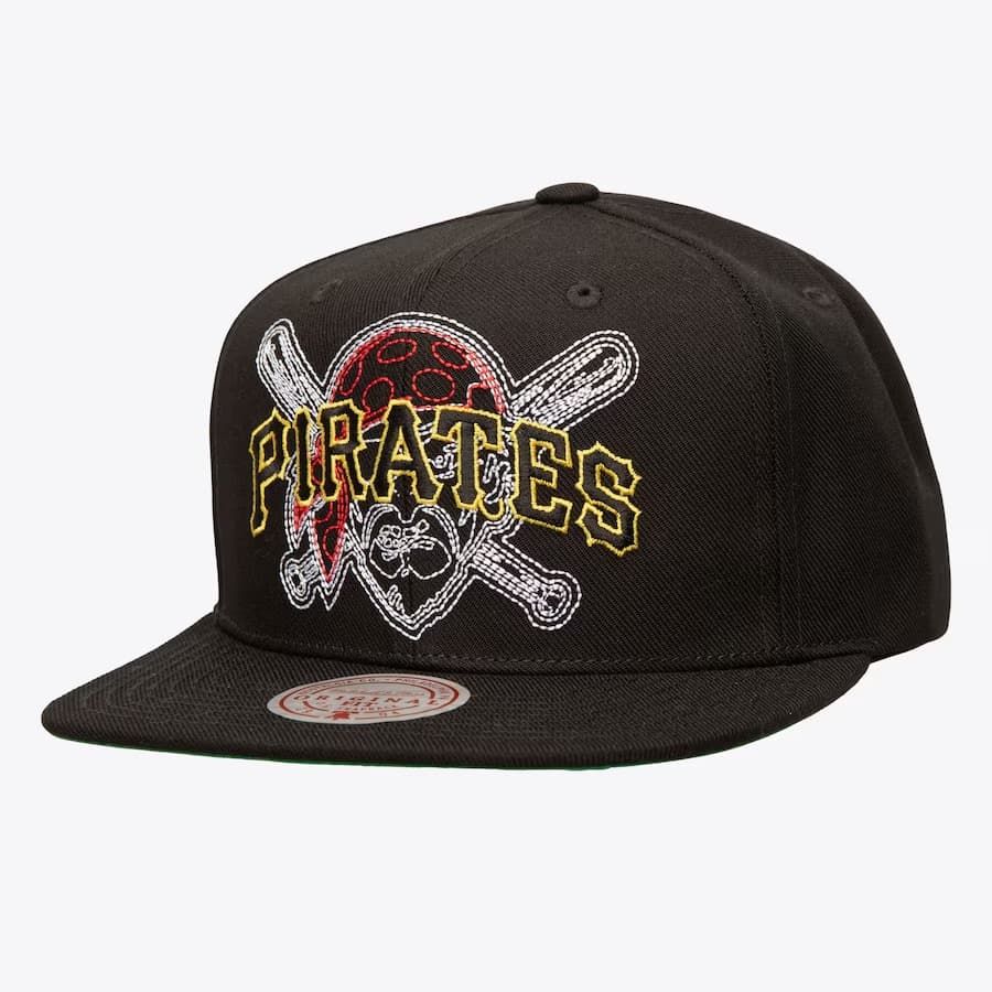 Бейсболка Mitchell & Ness Black Pittsburgh Pirates Double Up Snapback Hat