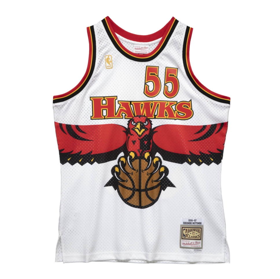 Баскетбольная джерси Mitchell & Ness Dikembe Mutombo Atlanta Hawks Hardwood Classics Throwback NBA Swingman Jersey
