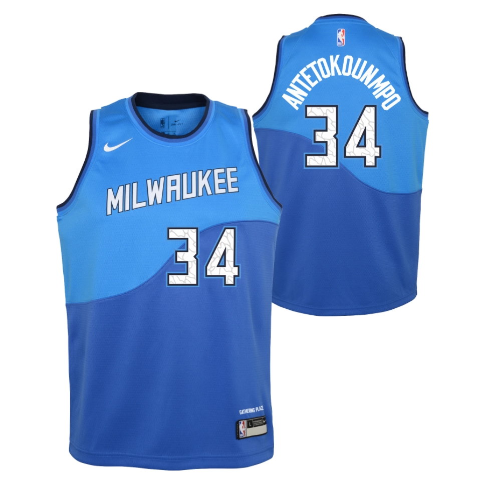 Баскетбольная джерси Nike Giannis Antetokounmpo Milwaukee Bucks City Edition Youth NBA Swingman Jersey