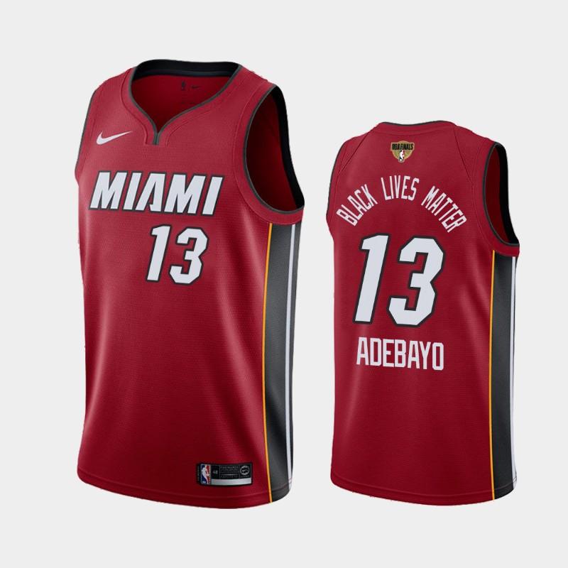 Баскетбольная джерси 2020 NBA Finals Bound Miami Heat Bam Adebayo #13 Red BLM Statement