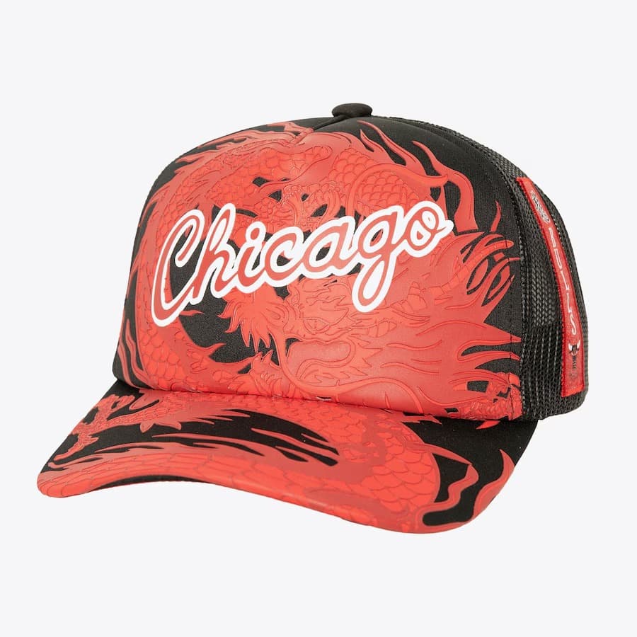 Бейсболка Mitchell & Ness Black Chicago Bulls Asian Heritage 6.0 Trucker Snapback Hat