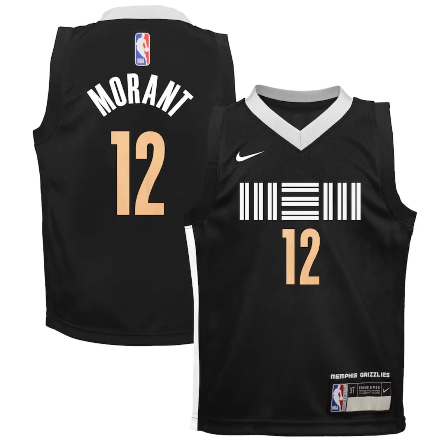 Баскетбольная джерси 2023-24 Memphis Grizzlies Ja Morant #12 Boys City Edition Black Jersey