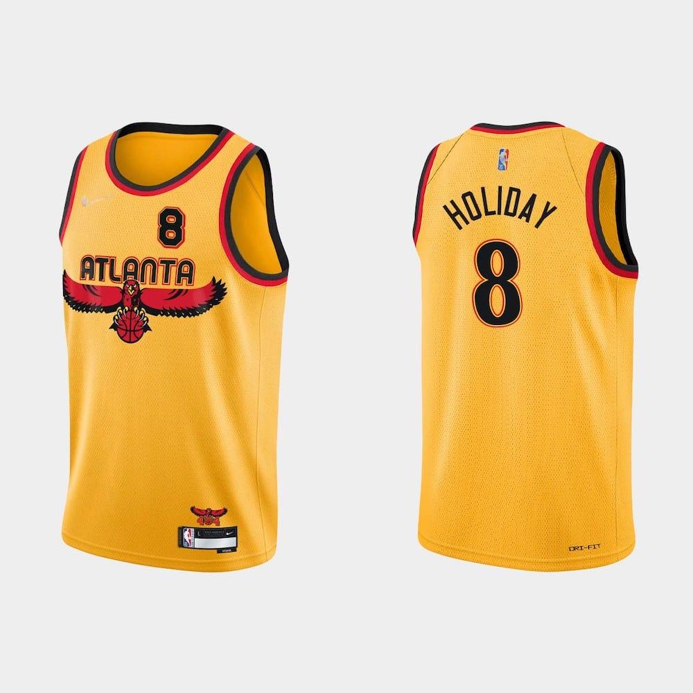 Баскетбольная джерси NBA 75th Anniversary Atlanta Hawks #8 Justin Holiday City Gold Jersey