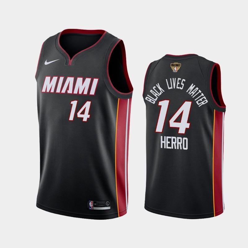 Баскетбольная джерси 2020 NBA Finals Bound Miami Heat Tyler Herro #14 Black BLM Icon