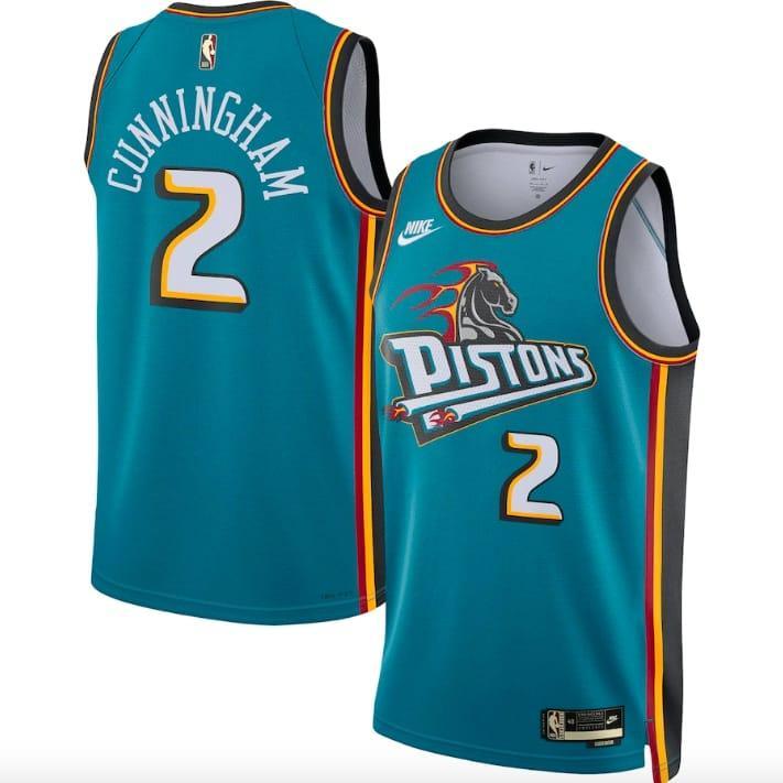 Баскетбольная джерси 2022-23 Detroit Pistons #2 Cade Cunningham Nike Classic Teal Jersey