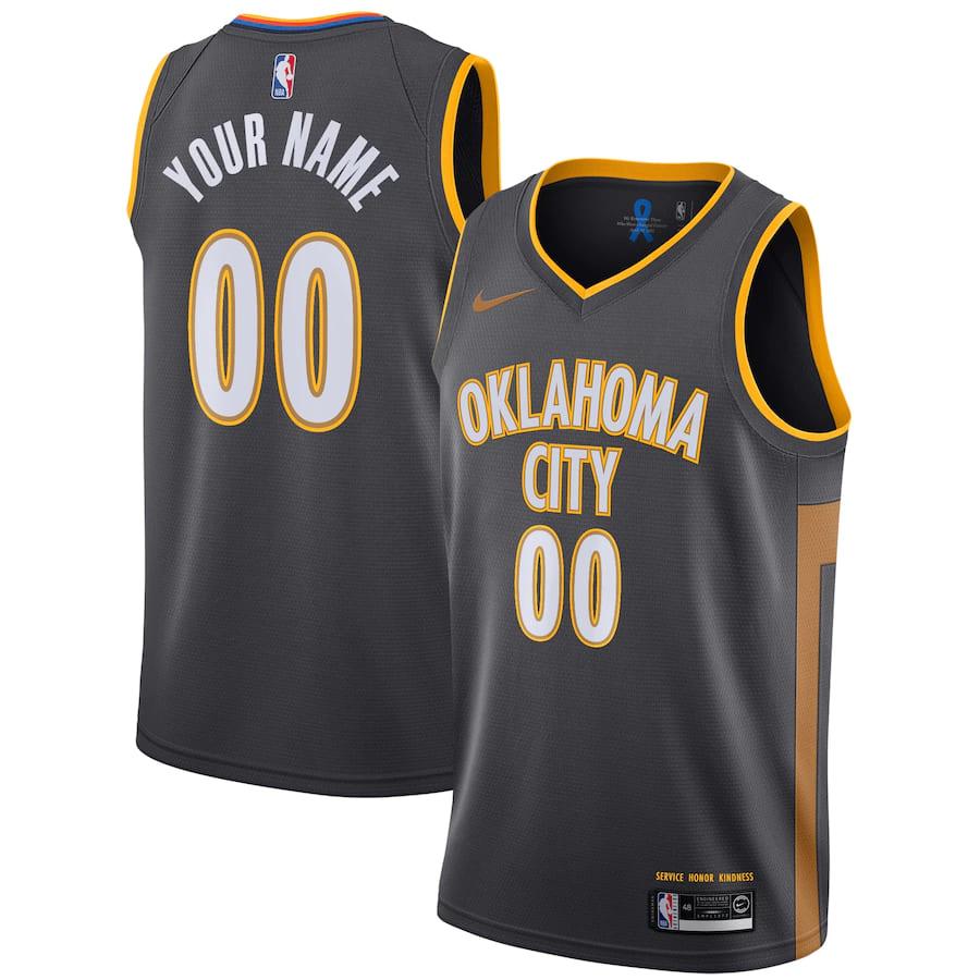 Баскетбольная джерси 2021-22 Oklahoma City Thunder Nike City Edition Swingman Jersey – Custom Grey Yellow
