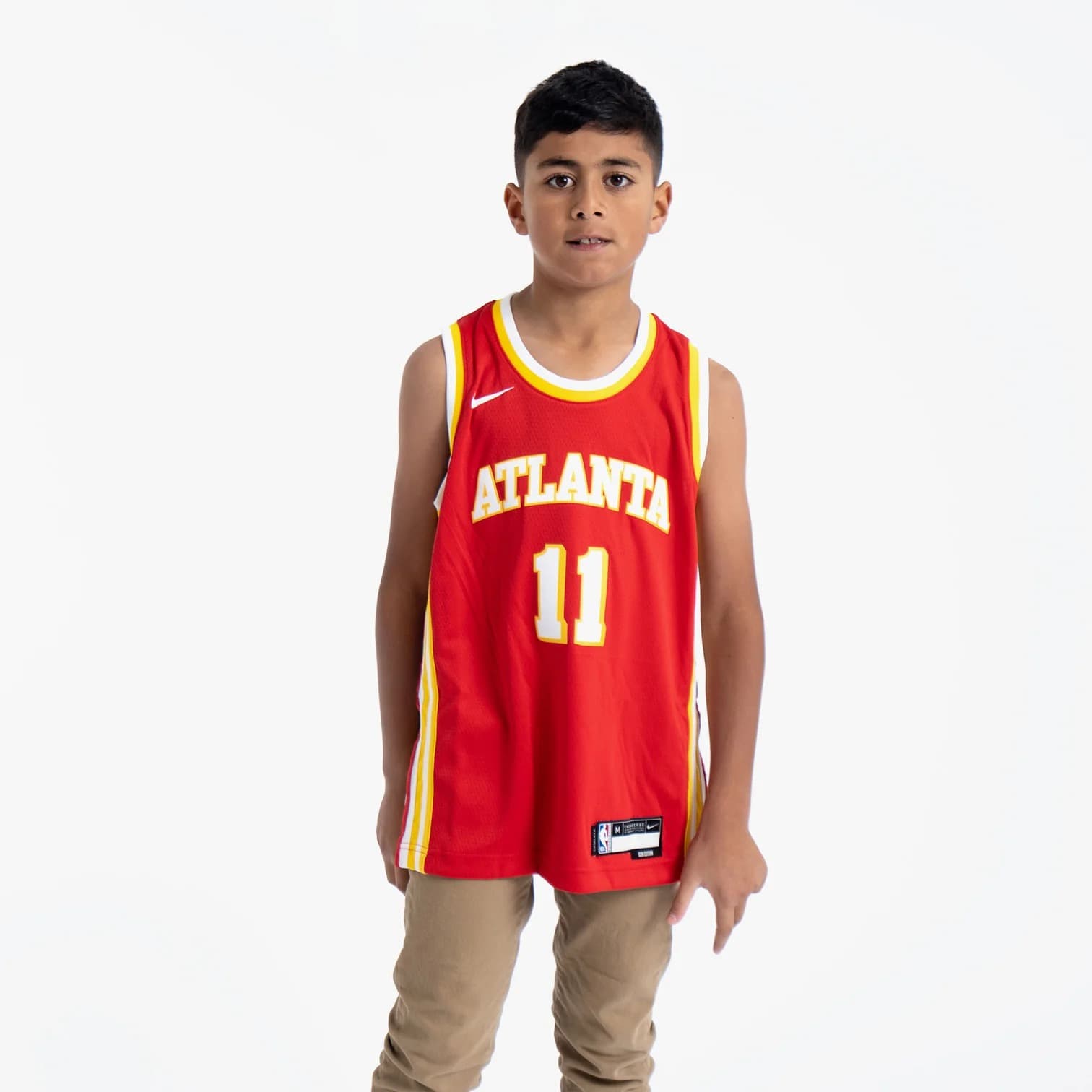 Баскетбольная джерси 2022-23 Atlanta Hawks Trae Young #11 Youth Swingman Icon Edition Red Jersey