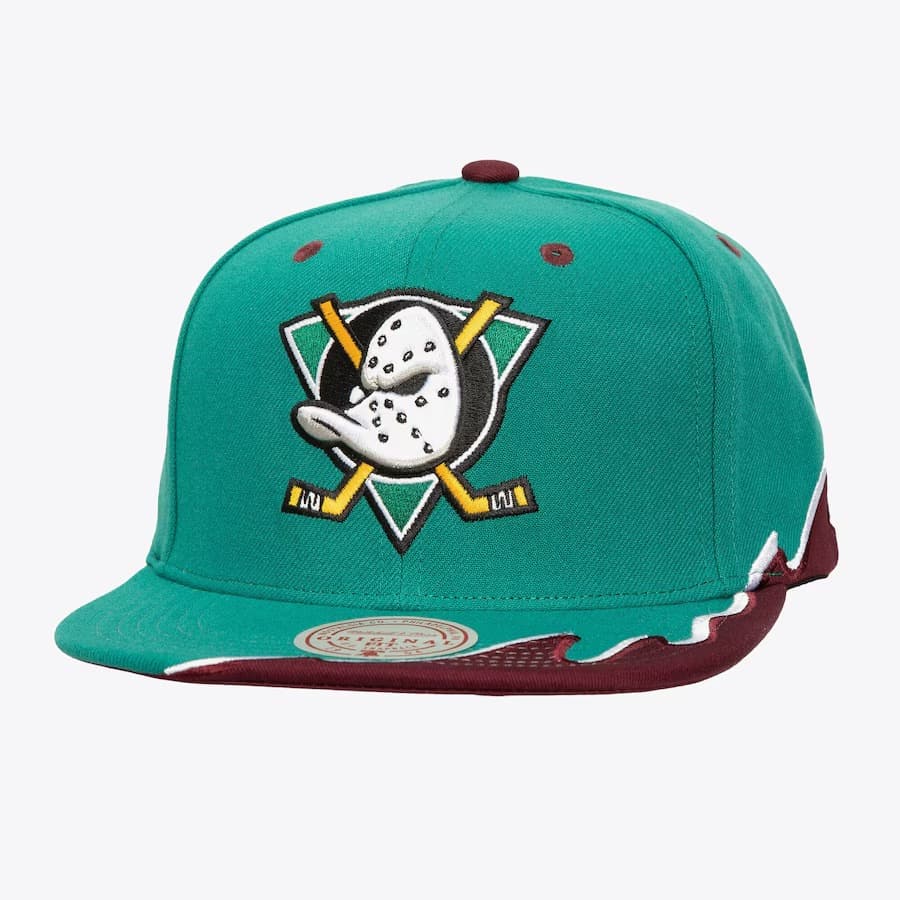 Бейсболка Mitchell & Ness Teal Anaheim Ducks Vintage Hockey Rising Tide OG Snapback Hat