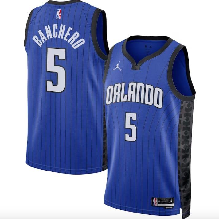 Баскетбольная джерси 2022-23 Orlando Magic #5 Paolo Banchero Swingman Statement Blue Jersey