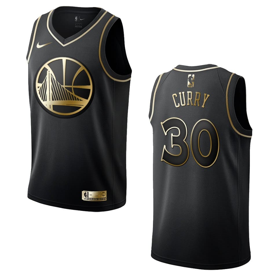 Баскетбольная джерси 2020 Warriors #30 Stephen Curry Golden Edition Black Swingman Jersey