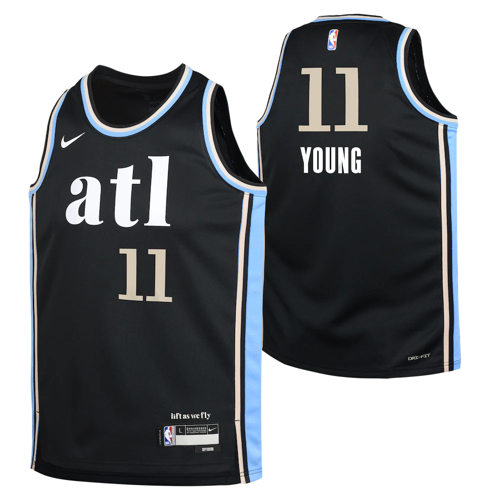 Баскетбольная джерси 2023-24 Atlanta Hawks Trae Young #11 Youth Swingman City Edition Black Jersey