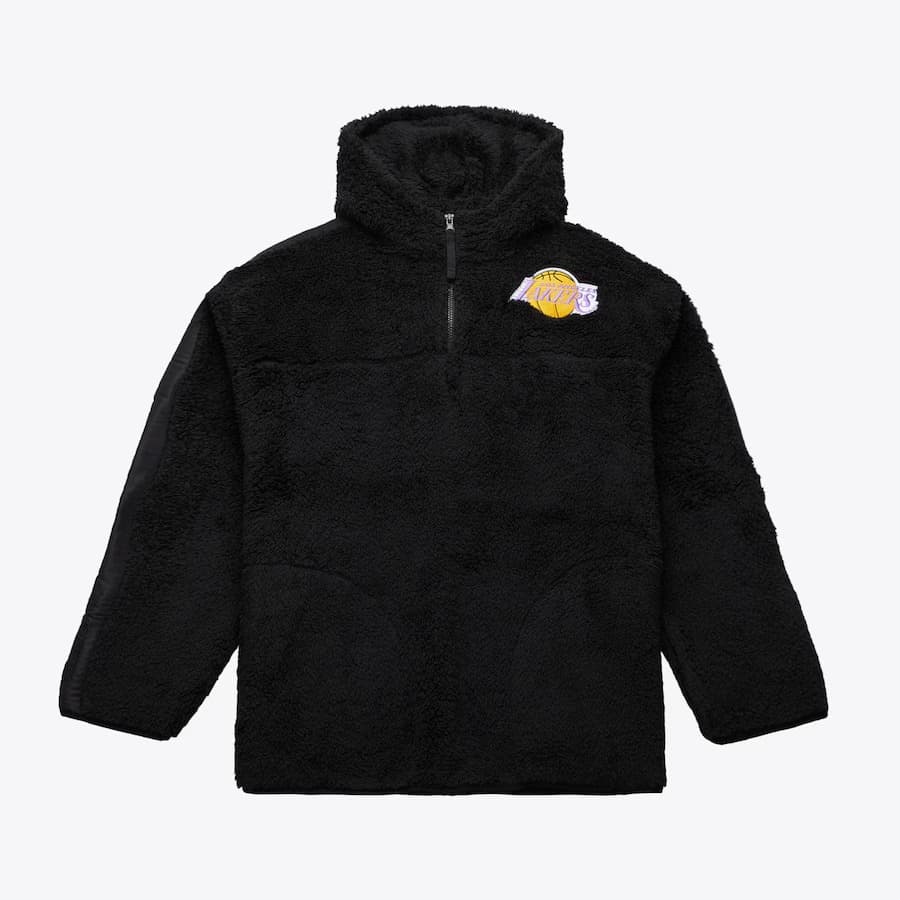 Худи Mitchell & Ness Black Los Angeles Lakers Polar Fleece Quarter-Zip Pullover Hoodie