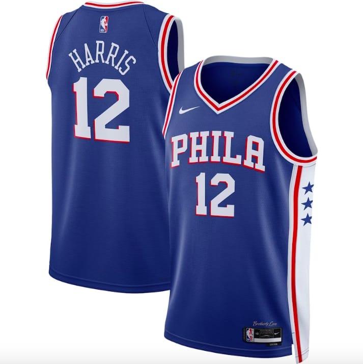 Баскетбольная джерси 2022-23 Philadelphia 76ers #12 Tobias Harris Swingman Icon Royal Jersey