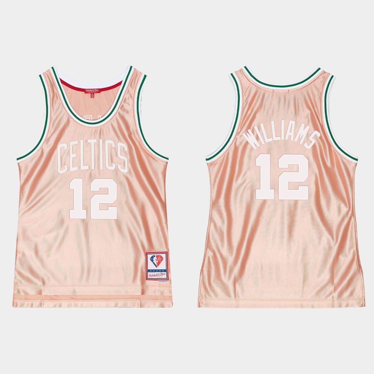 Баскетбольная джерси 1985-86 Boston Celtics #12 Grant Williams NBA 75th Anniversary Rose Gold Jersey