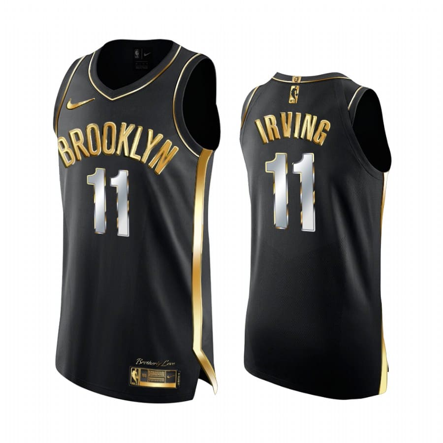 Баскетбольная джерси 2020-21 Brooklyn Nets #11 Kyrie Irving Golden Edition Black Authentic Jersey