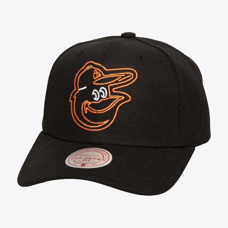 Бейсболка Mitchell & Ness Black Baltimore Orioles Neon Logo Pro Crown Snapback Hat