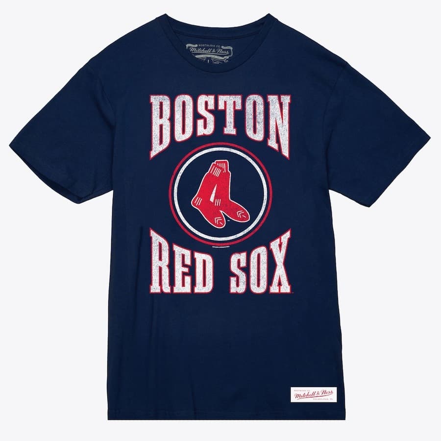 Футболка Mitchell & Ness Navy Boston Red Sox Arched Logo Slub T-Shirt
