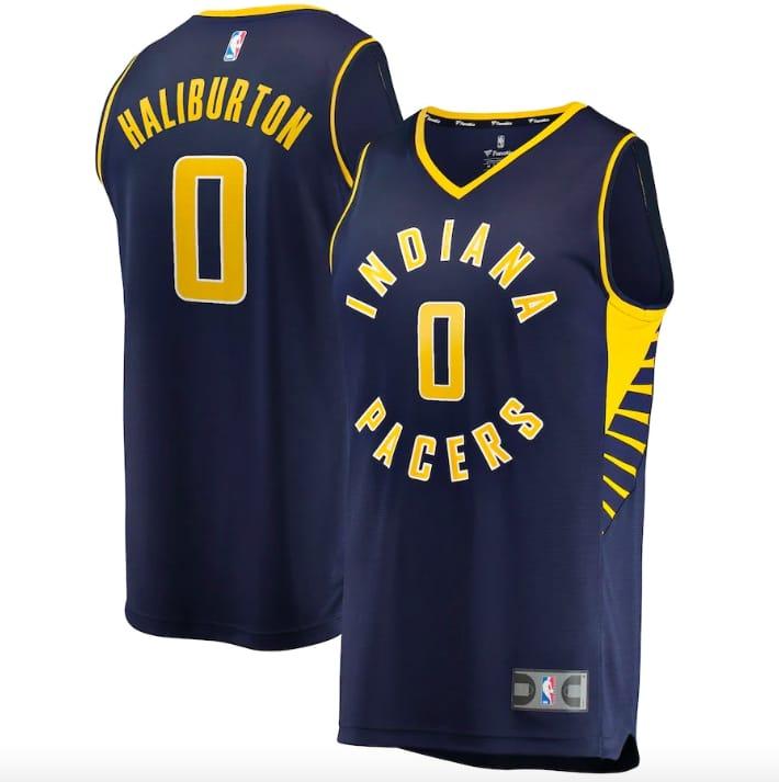 Баскетбольная джерси 2021-22 Indiana Pacers #0 Tyrese Haliburton Fast Break City Blue Jersey