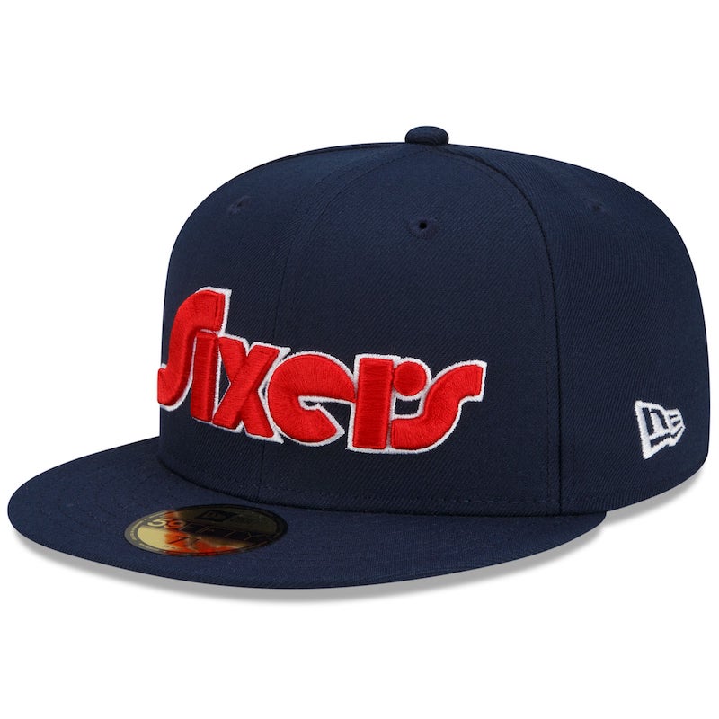 Кепка Men's New Era Navy Philadelphia 76ers 2021/22 City Edition Alternate 59FIFTY Fitted Hat